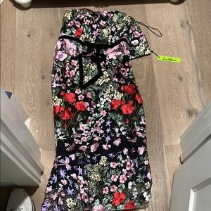 Floral Maxi Dress with Black and Red Accents